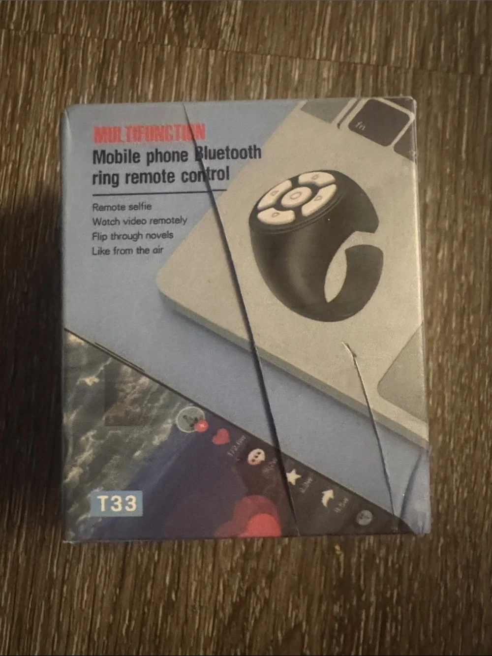 T33 Black Bluetooth Mobile Phone Ring Remote Control